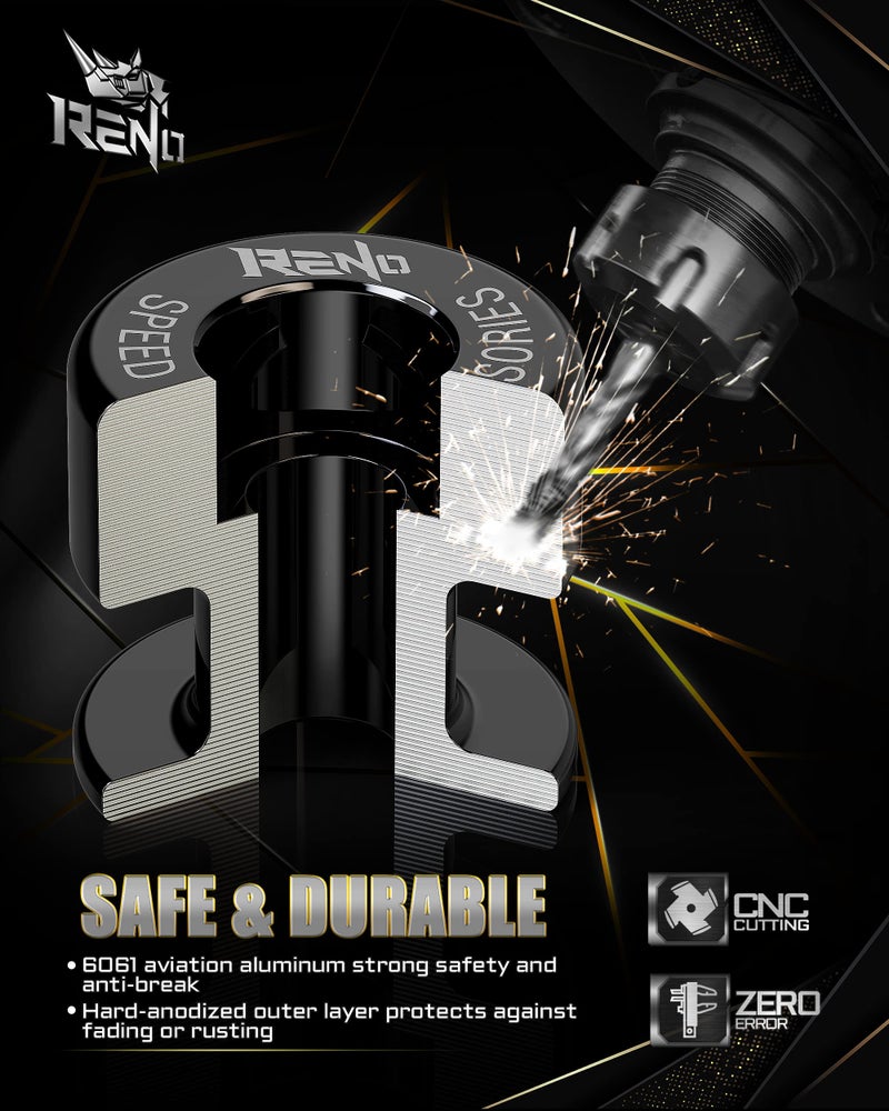 رينو RENO SP1-M8 الألومنيوم للدراجات النارية Swingarm Spools Slider PRO متوافق مع نماذج مختارة (أسود، 2 قطعة) - Image 2